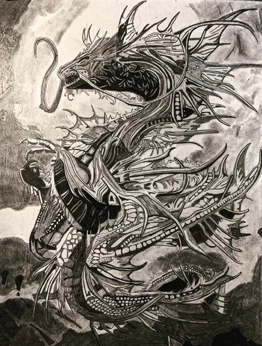 Space Dragon 7 B/W- Print